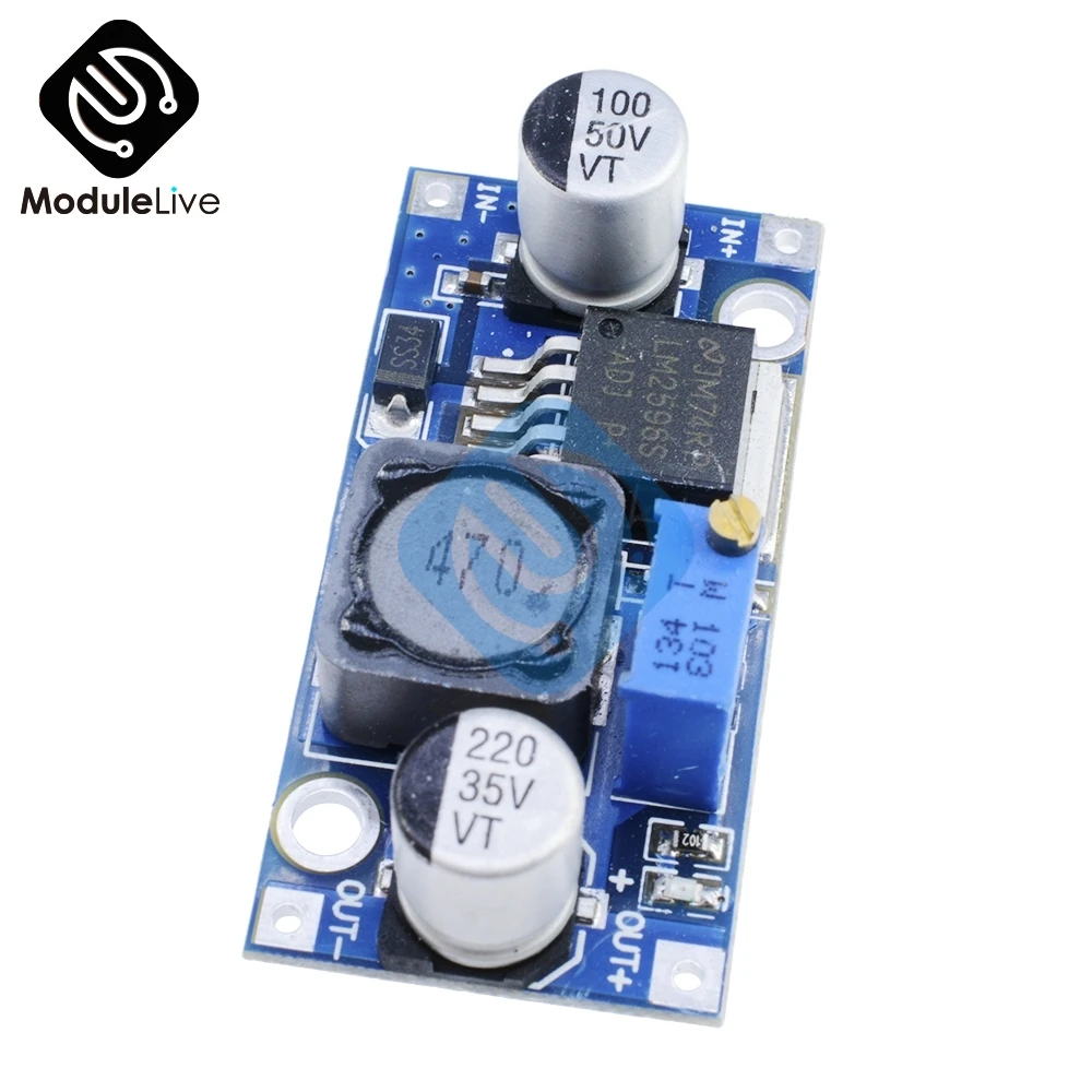 2 шт. модуль понижения мощности с регулируемой регулировкой синий LM2596 понижающий