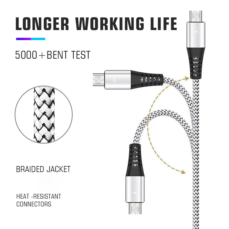 Кабель Micro USB HANNORD кабель быстрой зарядки 2 4 А светодиодный индикатор 1 2/1 8 м для