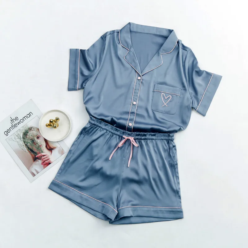 Домашняя одежда шелковая женская пижама летняя Пижама Женская атласная для сна