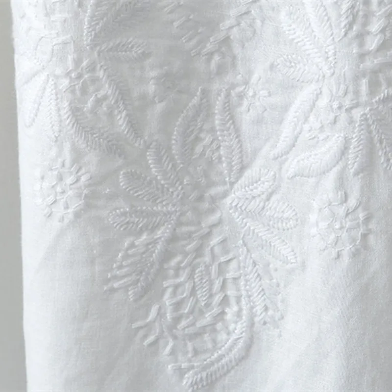 Простой топы с вышитыми цветами и льняная рубашка блузка Для женщин Повседневное