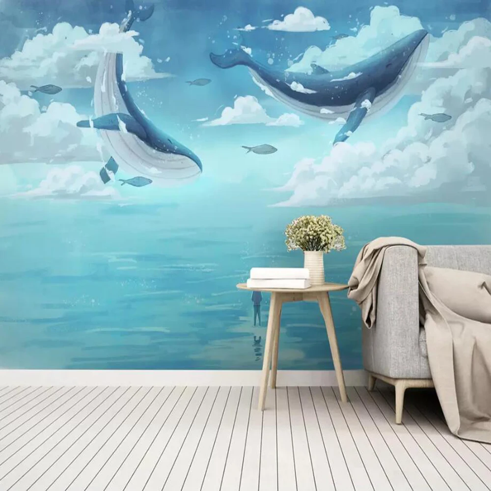Настенные 3D обои Milofi на заказ цветные с изображением средиземноморского Кита