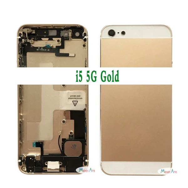 Для iphone 5 5G или 5S SE Высокое качество задняя средняя рамка Шасси Полный Корпус в сборе крышка батареи задняя дверь с гибким кабелем - Цвет: 5G Gold