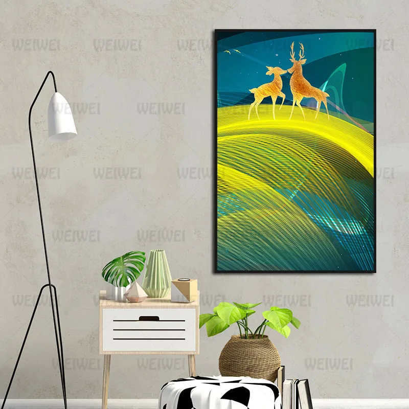 

Home Decoration Painting Abstract Painting Poster Golden Moon and Cloud Living Room Bedroom Wall Art Decoration Hd Print Canvas