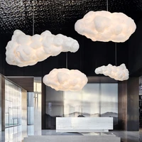 different shape white clouds chandelier light silk cotton cloud led suspension hanging lamp for kids room nursery school