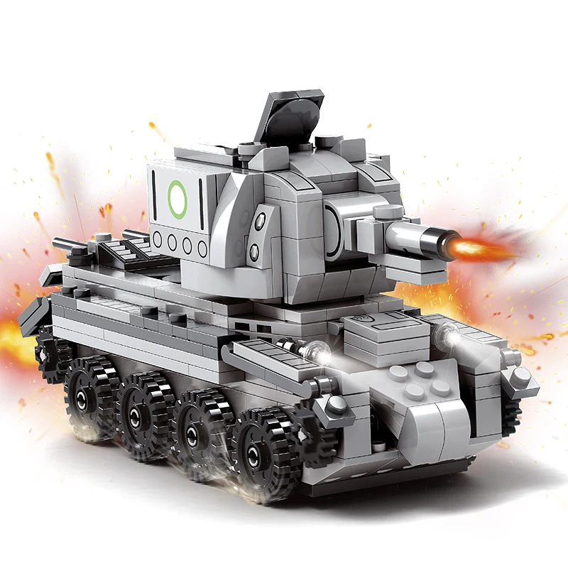 

AUSINI Military Large Panzer Tank Building Blocks Weapon Tank Army Truck Figure Boys City Educational Bricks Toys For Children