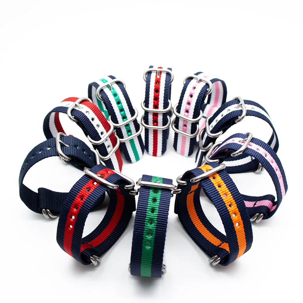

Replacement Watchband for NATO Zulu Watch Strap Fashion Nylon Wristband 18mm 20mm 22mm with Heavy Duty 5 Rings Buckle