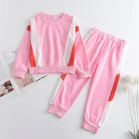 girls stitching contrast color long sleeved trousers casual suit toddler fall clothes 2022 kids clothes girls fashion clothes