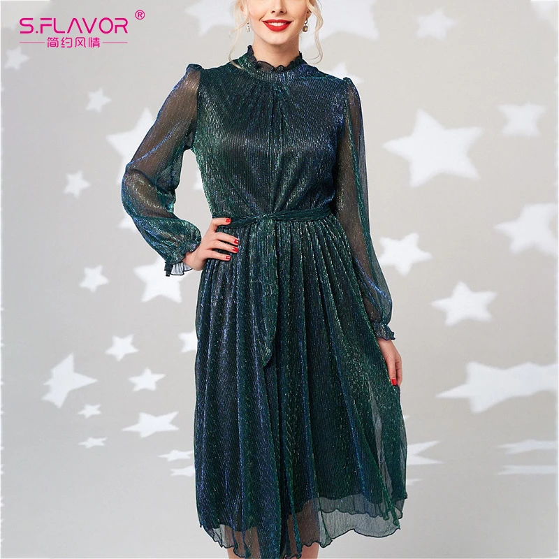 S.FLAVOR Винтаж сетки Для женщин летнее платье для девочек Модная одежда с длинными