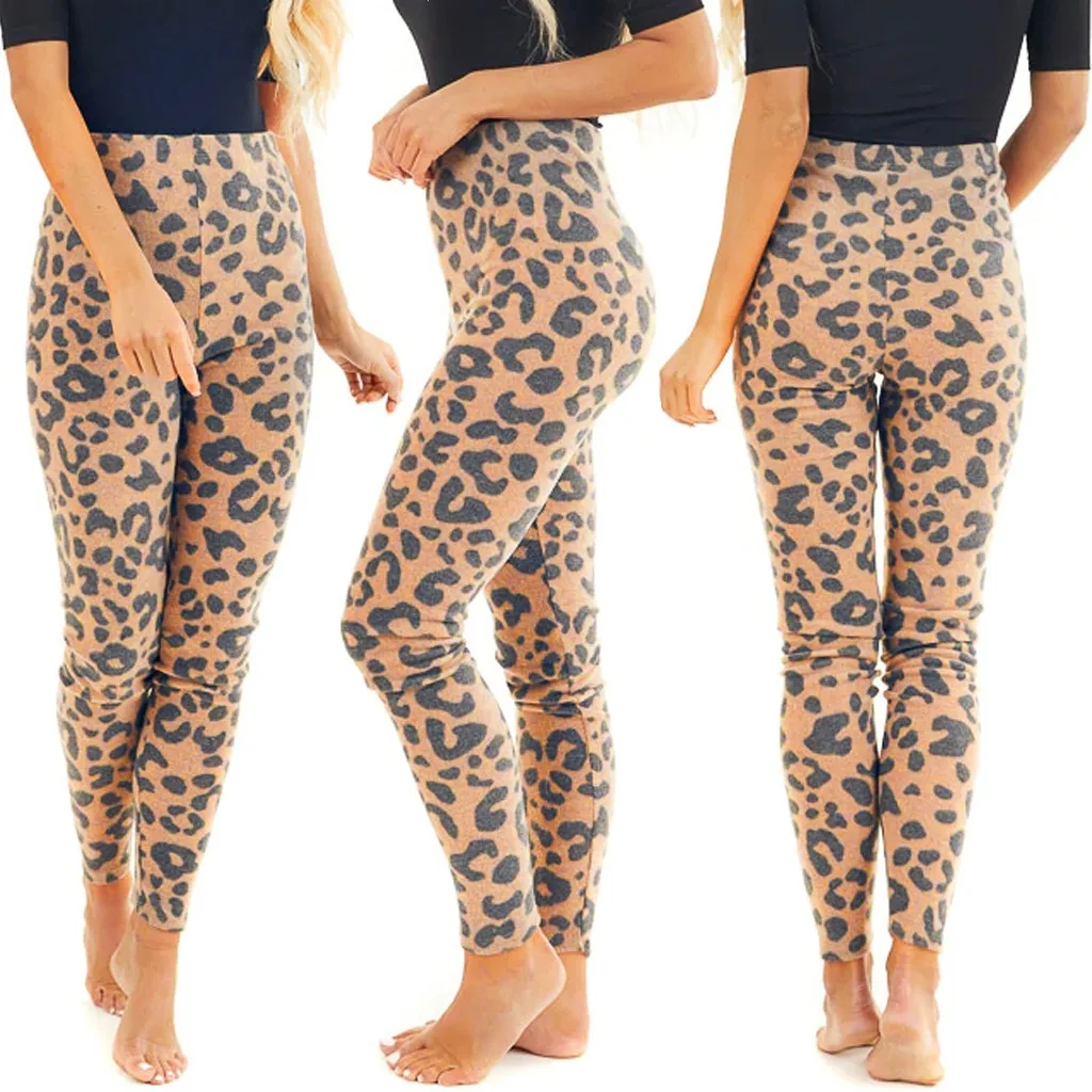 Женские леопардовые брюки свободного покроя модные легинсы для дома длинные