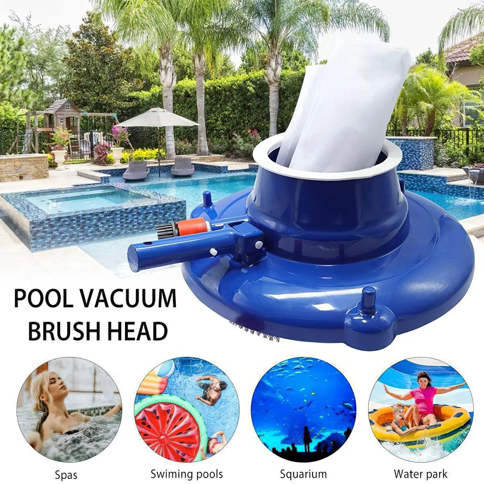 

Portable Swimming Pool Vacuum Cleaner Hot Spring Cleaning Tool Suction Head Pond Fountain Outdoor Garden Vacuum Cleaner Brush