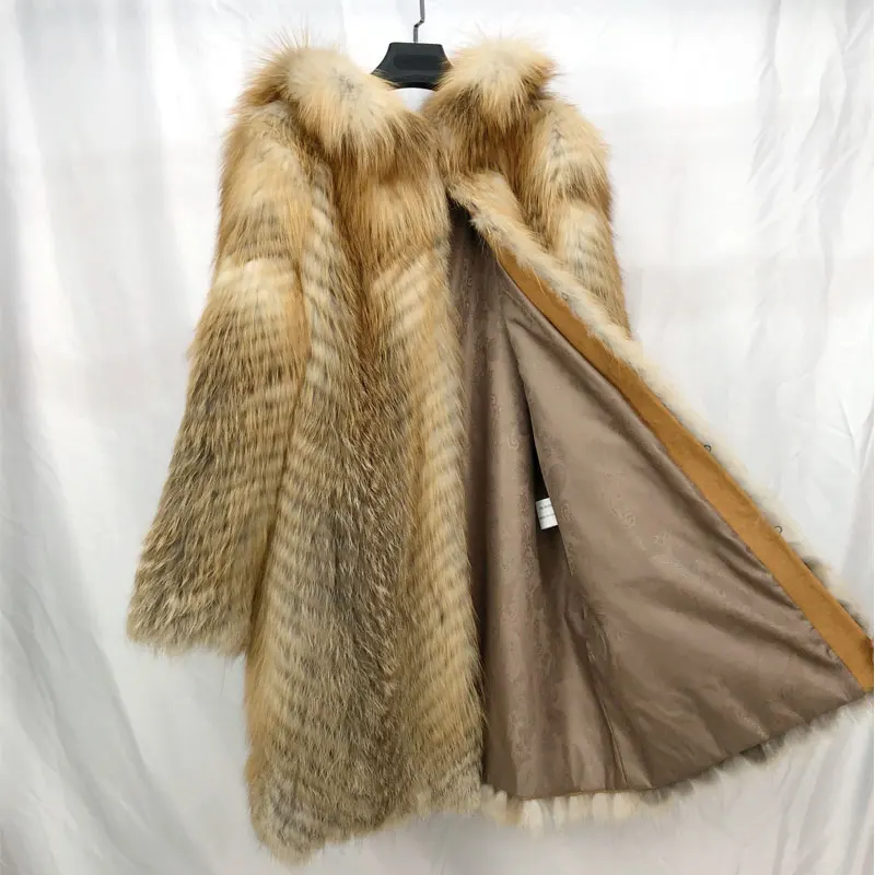 

Real fox fur coat Mid-length hooded women winter coat Natural fox fur jacket Winter fur jacket European and American fashion