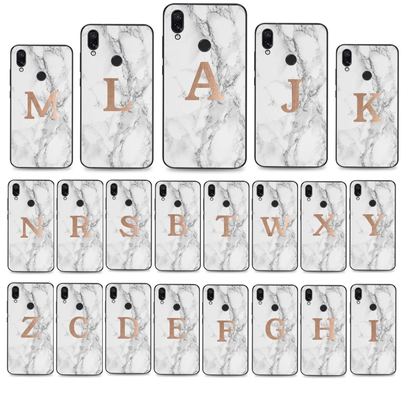 

Custom Monogram rose gold Marble Phone Cases For Xiaomi Redmi Note10 Pro Note8 Pro 8T Note9 9T Redmi8 8A Note7 Pro 9C X3