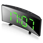 7-дюймовый цифровой будильник, изогнутые цифровые часы с регулируемой яркостью, светодиодные цифровые часы для детской спальни, зеленые часы с большим количеством, настольные легкие часы