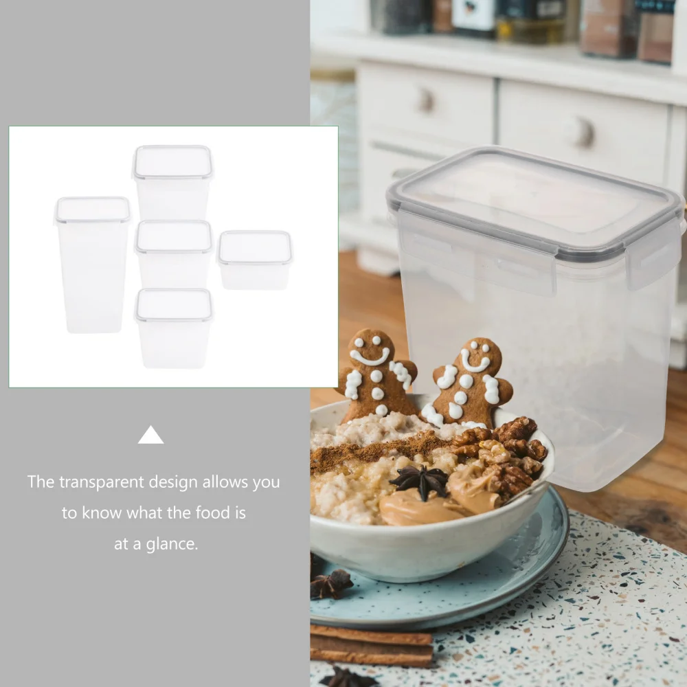 

5Pcs Grain Canisters Kitchen Containers Sealing Food Containers