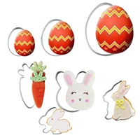 1pc happy easter egg rabbit stainless steel mold easter egg mold 3d cookie cutter diy baking decor pastry modelling tools