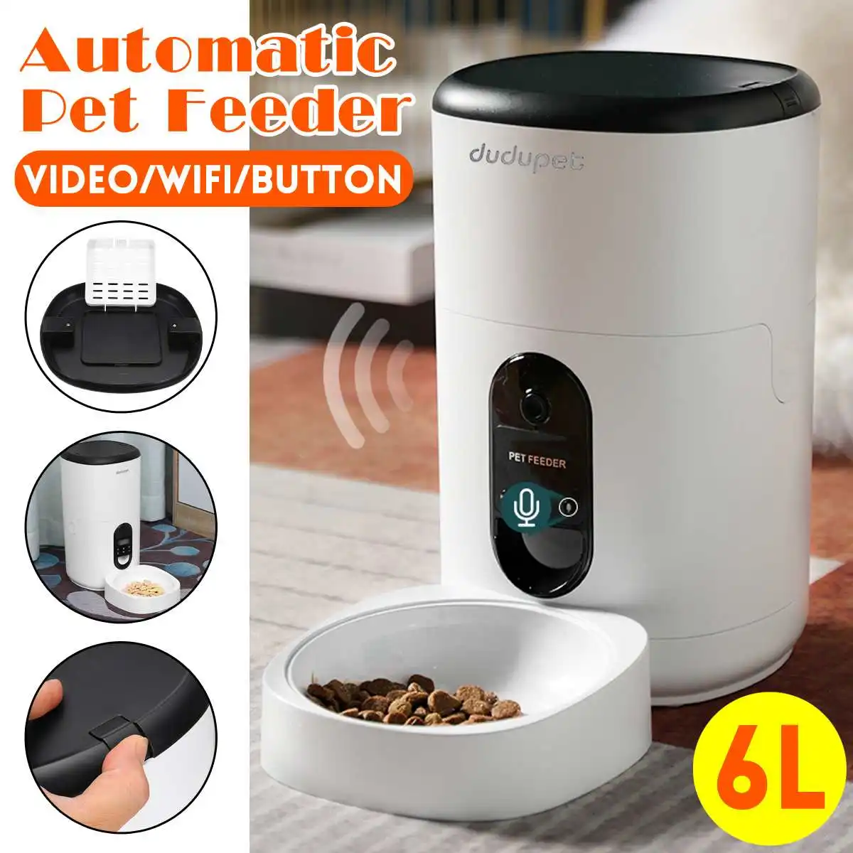 

[Video/WiFi/Button Version]6L Automatic Pet Feeder Smart 10S Voice Recorder APP Control Timer Feeding Cat Dog Food Dispenser New