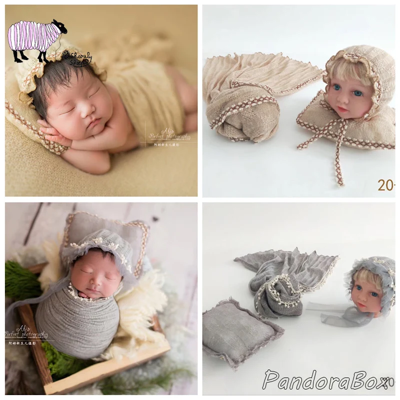 3 шт. комплект из шапки и подушки для фотосъемки новорожденных|Хлопчатобумажные