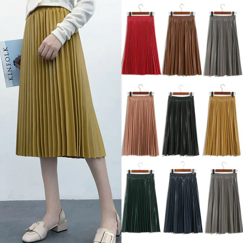 Женская длинная Плиссированная юбка осень-зима harajuku с высокой талией черные
