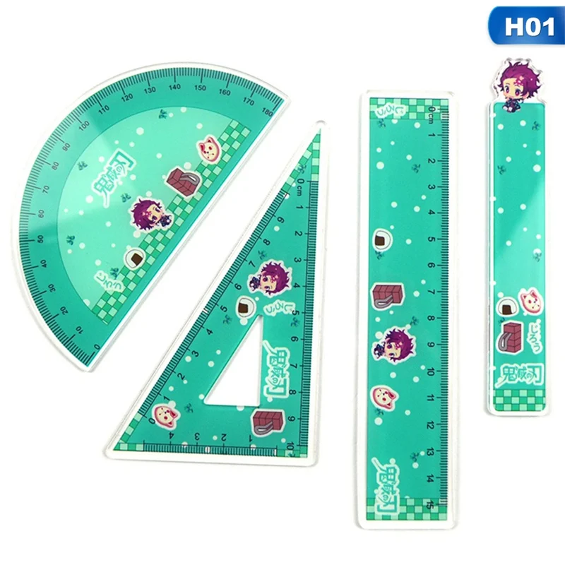 

Demon Slayer Kimetsu No Yaiba Kamado Tanjirou Nezuko Zenitsu Inosuke Plastic Material Ruler Office Stationery School Supplies