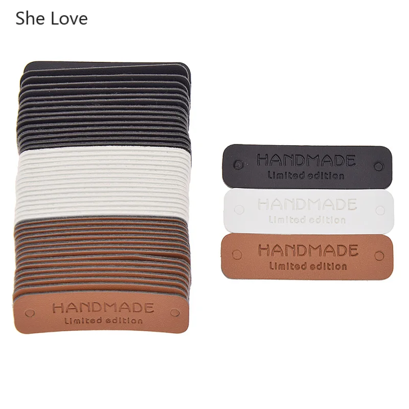 Ярлыки из ПУ кожи для одежды ручной работы 48/30 шт. джинсов сумок обуви украшения