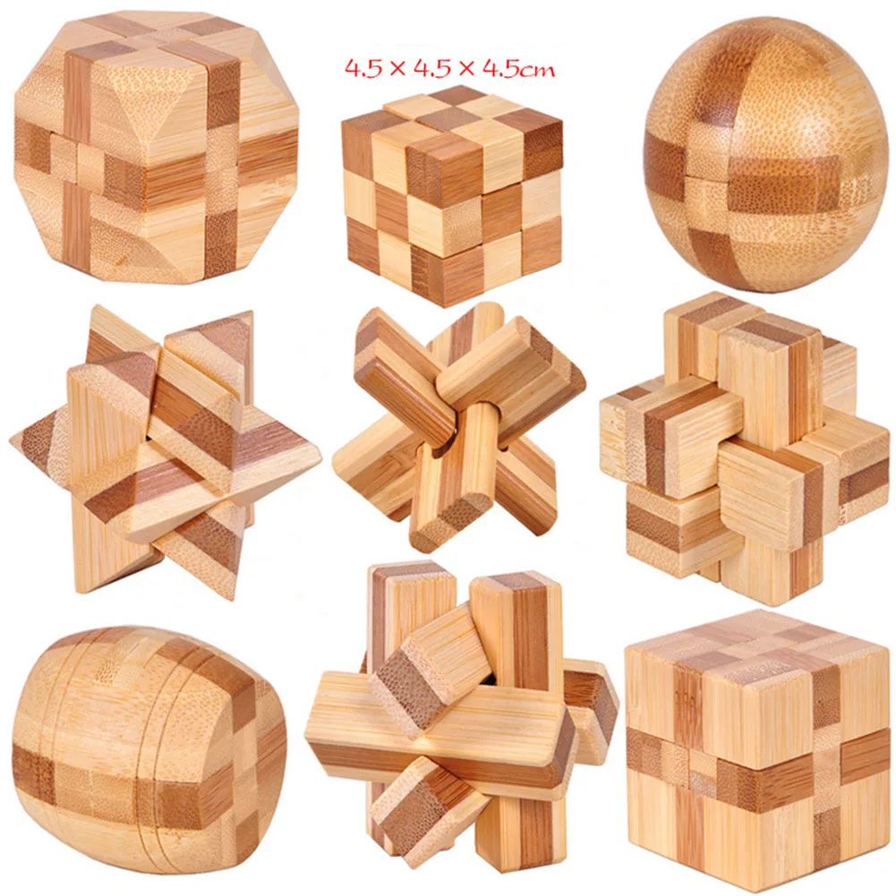 

IQ Brain Teaser Kong Ming Lock Lu Ban Lock 3D Wooden Interlocking Burr Puzzles Game Toy For Adults Kids