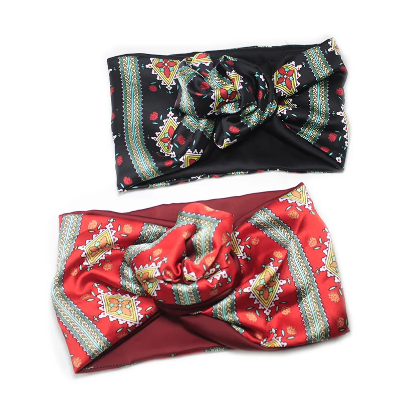 Повязка на голову женская широкая с узлом спереди