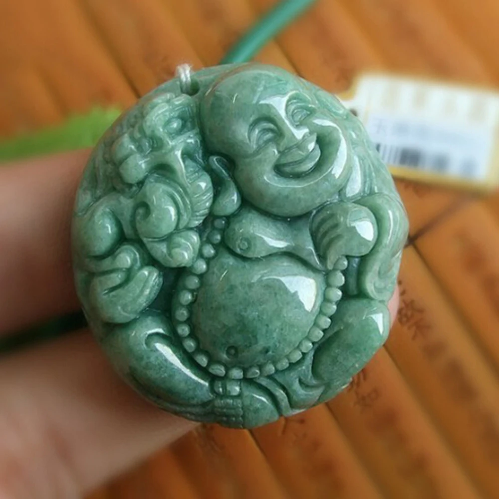 

Buddhist Natural Jadeite AAA Maitreya Buddha Pendant Lucky Female Amulet Birthday Gift Health Jewelry Trendy Chinese Handcrafts