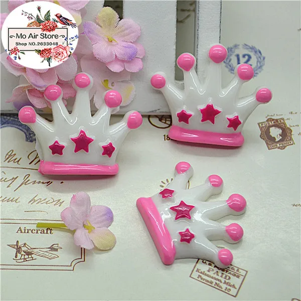 

10 шт. кабошон с розовой короной, украшение для волос 25 мм