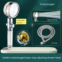 High Pressure Spray Nozzle 360 Degrees Rotating Rainfall Water Saving With Small Fan Hand-held Shower Head Bathroom Accessories