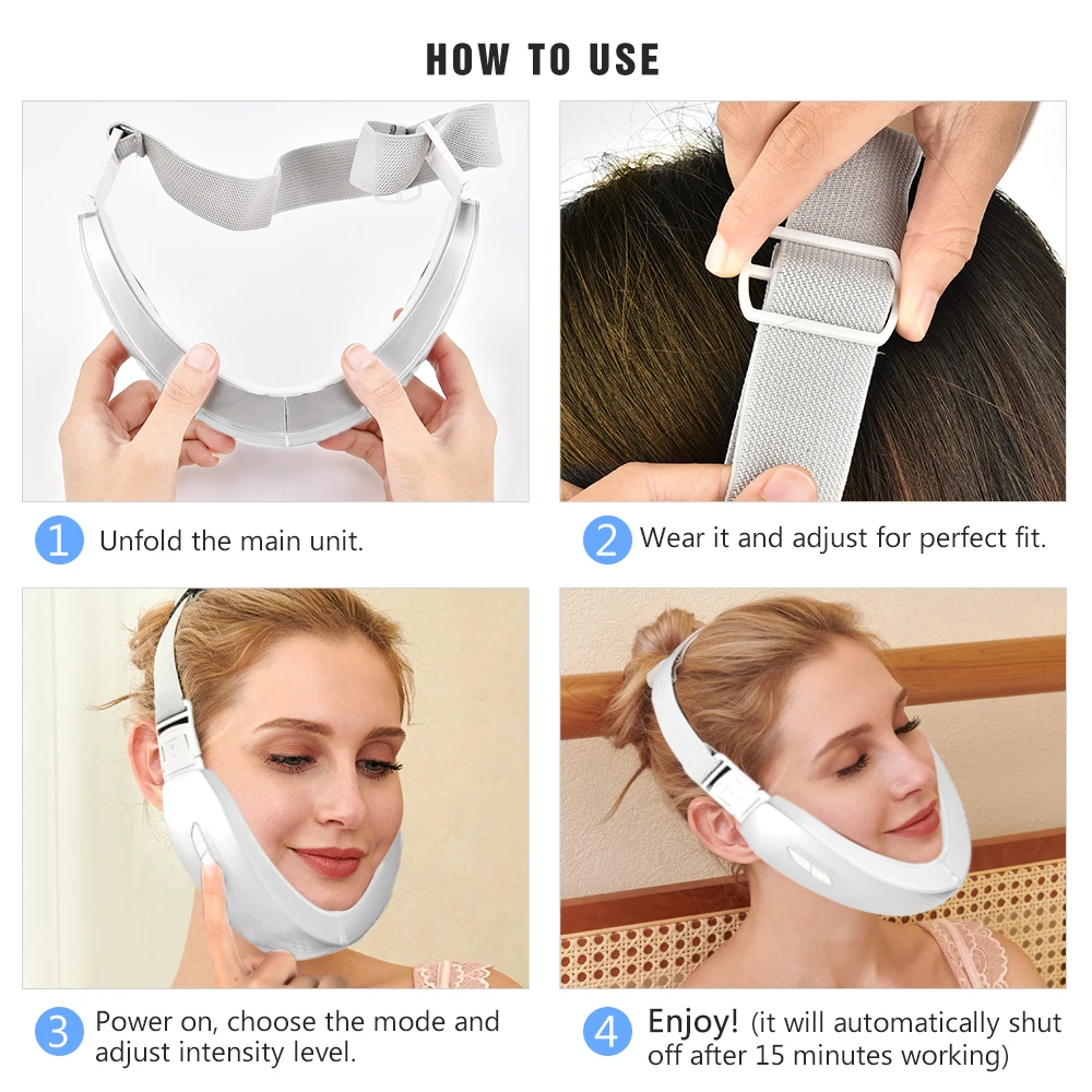 Face Lift Devices Massager Bandage Double Chin Remover Microcurrents LED Therapy Beauty Appliances Wrinkle Face Tapes Machine images - 6