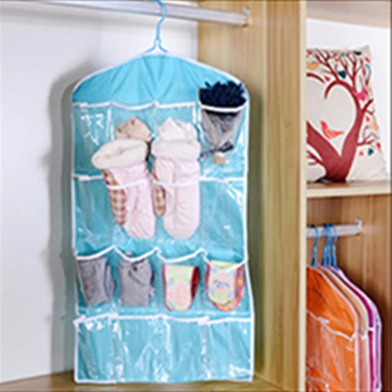 

Rack Tie Pouch Socks Underwear Hangering Wall Storage Doorback Bag 16Pockets Foldable Bathroom Sundries Shoe Portable Organizer