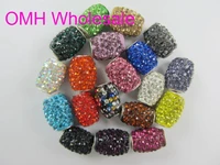 omh wholesale 10pcs 30g 17x13 mm diy jewelry accessories aaa crystal charm hole european beads for shambhala bracelet pj312