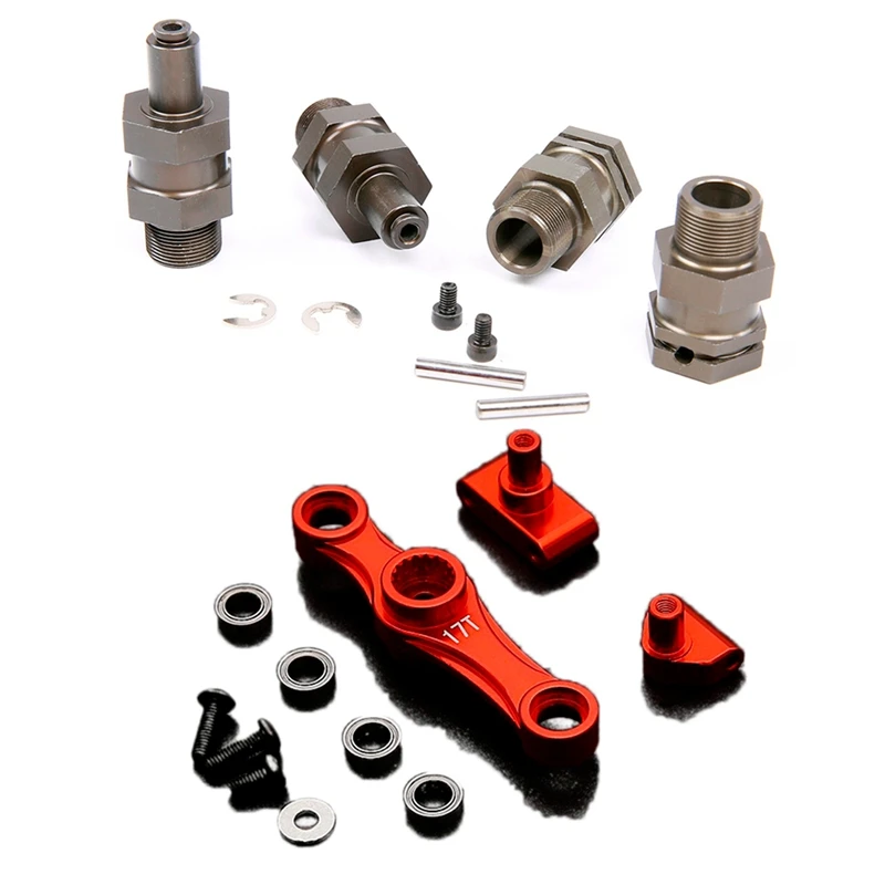 

Upgrade 24Mm Hex Hub Extended Axle With 17T Metal Throttle Servo Arm Kit