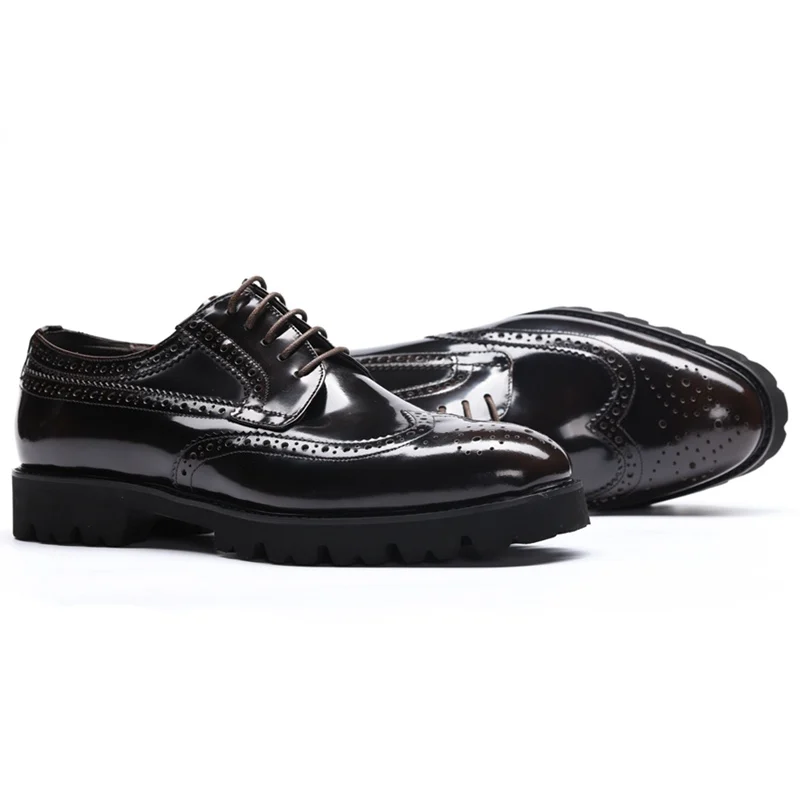 Мужские оксфорды из лакированной кожи с круглым носком на шнуровке|Туфли| |