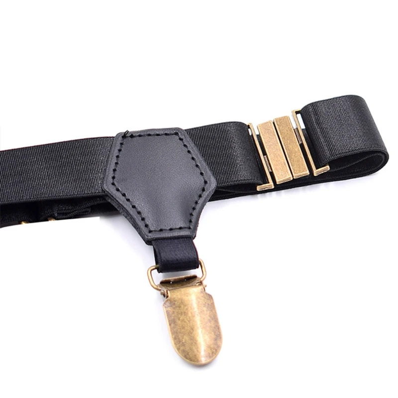 

Black Socks Suspenders Holder Garters Belt with Double Metal Non-Slip Clips X7YA