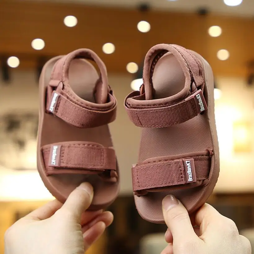

Summer New Canvas Sandals Boys Girls Sandals Solid Color Soft Soled Anti-Slip Children Kids Shoes Summer Beach Sandals