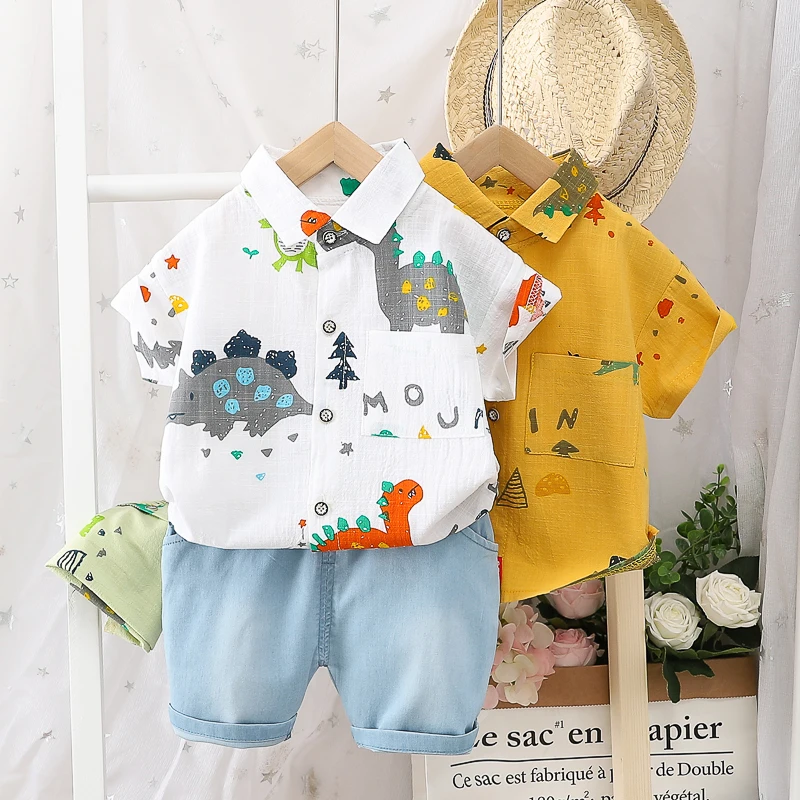 HYLKIDHUOSE/летние комплекты одежды для маленьких мальчиков 2020 шорты рубашка с
