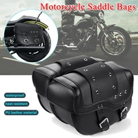 2pcs universal motorcycle saddlebag pu leather saddle bag tool luggage storage bag for hondasuzukikawasakiyamaha