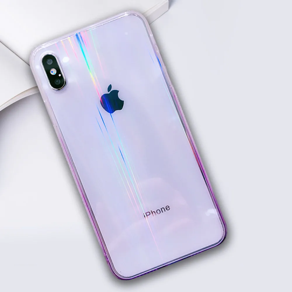 Роскошный стеклянный чехол для телефона Aurora Iphone X XR XS Max Cool HD прозрачный