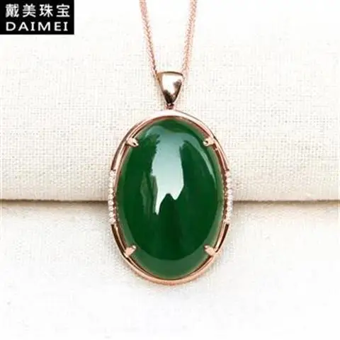 

925 Sterling Silver Hetian Jade Green Jade Pendant Old Materials Spinach Green Oval Egg Noodle Silver Embeded Jade Pendant with