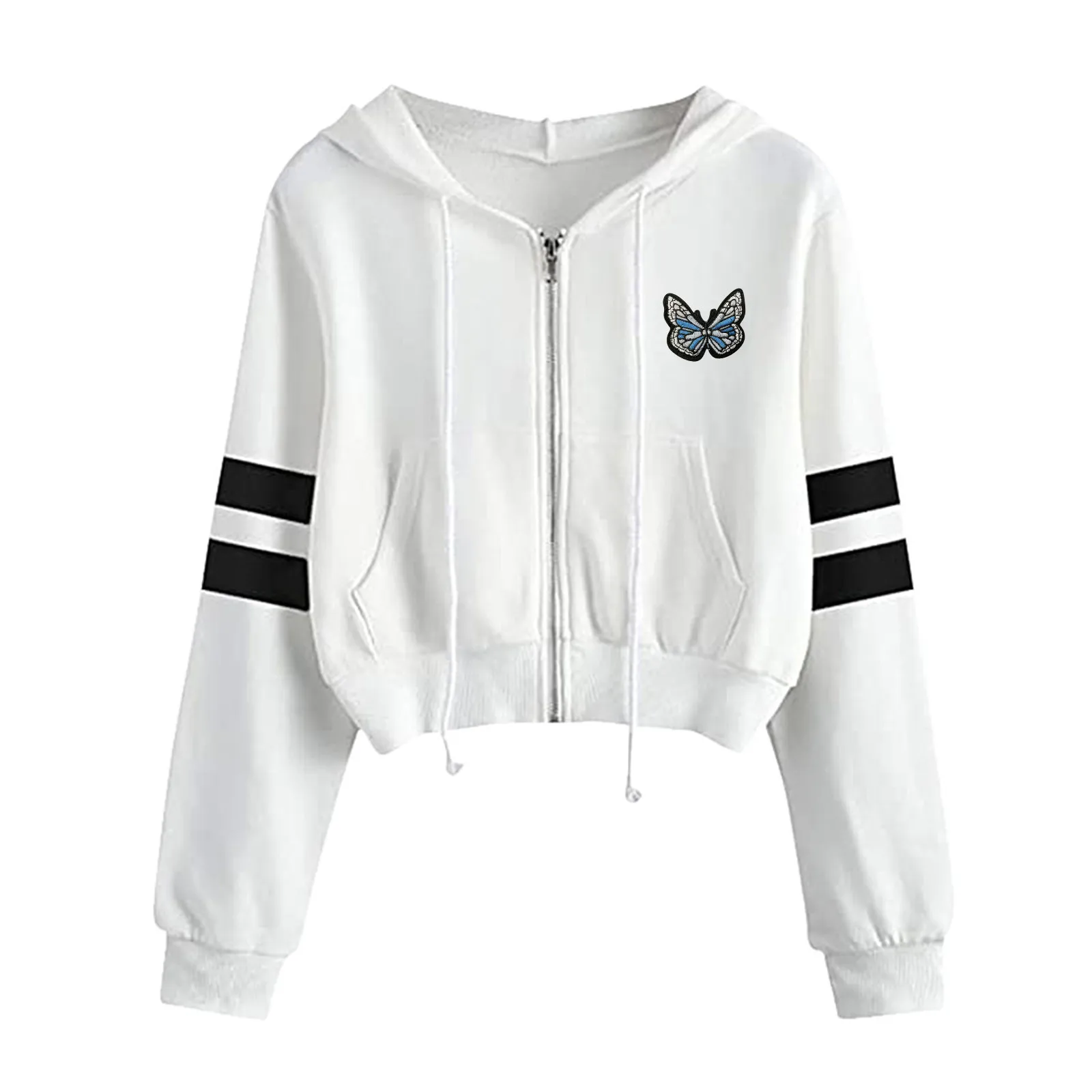 2021 New Fashion Autumn Women Hoodies Sweatshirts Lose Weight Women's Solid Color Short Zipper Long Sleeve Hooded Sweater 2021