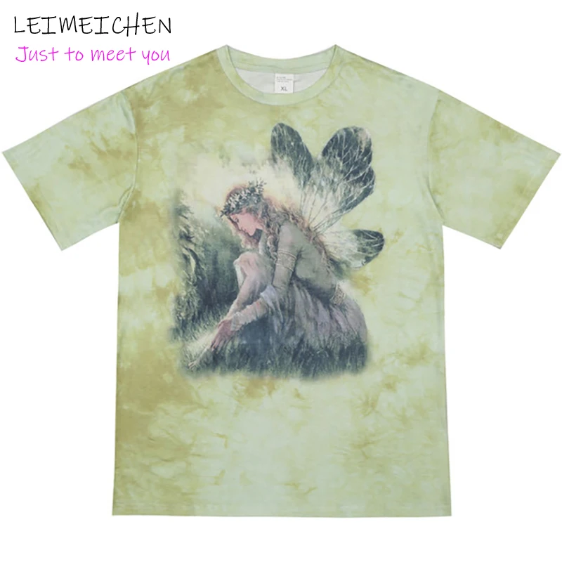 Футболка женская с коротким рукавом Свободный Топ в стиле Харадзюку принтом