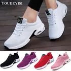 Женские кроссовки, Повседневная сетчатая обувь, розовые женские туфли на плоской подошве, легкие мягкие кроссовки, дышащая обувь, женские кроссовки