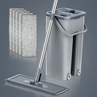 Швабра с ведром для мытья пола, профессиональная вращающаяся Швабра для дома, с моющимися вставками из микрофибры, для твердой древесины