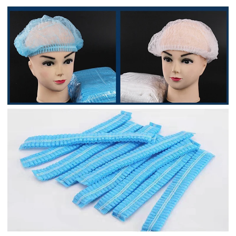 100 шт. нетканые одноразовые шапочки для душа с двойной лентой плиссированная
