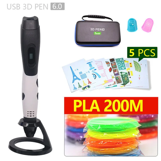 White pen 200m PLA 3d Ручка 3d ручки, 1,75 мм ABS/PLA нити, подарок на год для детей; подарок на день рождения, Рождество, 3 d Ручка 3d модели, Творческая 3d печатная ручка - Цвет: White pen 200m PLA