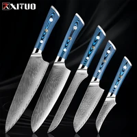 xituo 1 5pcs damascus stainless steel knife set cutting vegetables and meat cut fruit special sharp knife for kitchen supplies