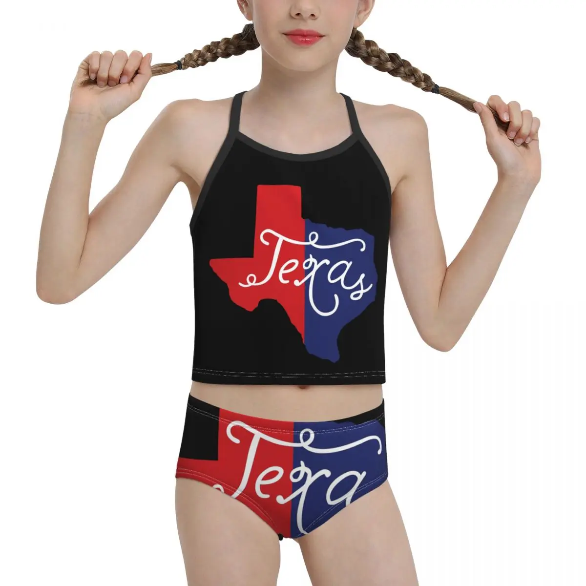 

2021 Национальный Купальник для девочек младшей и старшей школы, принт Техасского бикини, оптовая продажа, бренд для девочек