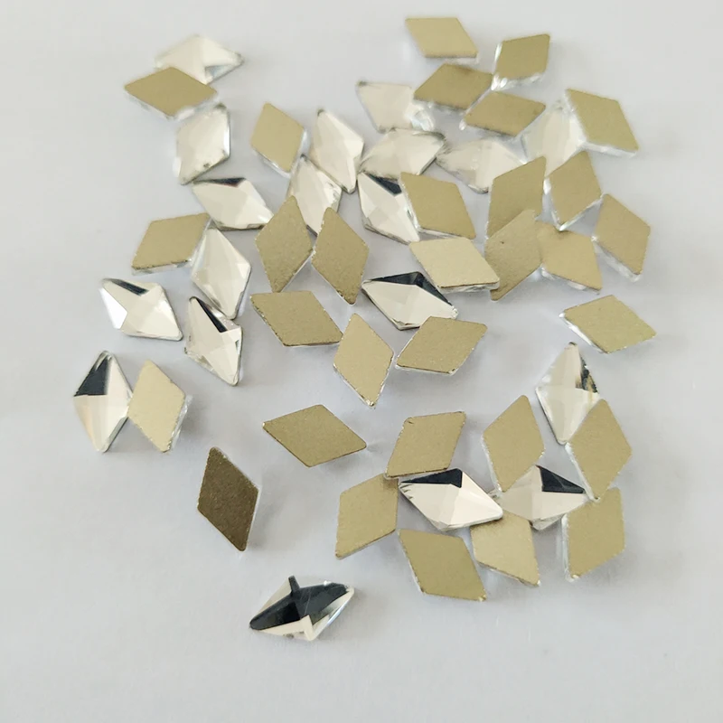 6X10mm Rhombus 1000 шт блестящие стеклянные стразы для дизайна ногтей кристально чистые микс формы стеклянные плоские с оборота камни для 3D украшения ногтей - Цвет: 6X10mm Rhombus