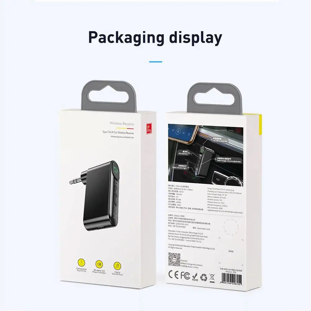 

Bluetooth 5.0 Receiver Car Wireless Adapter 3.5MM Audio Music Hands-free Calling Supporting Adapter For Car Stereo Jack Receiver